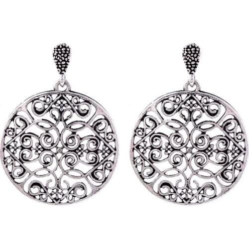 LOVBEAFAS Vintage Hollow Earrings For Women Round knot Drop Dangle Ethnic Jewelry Women Accessories Statement Fashion Earrings