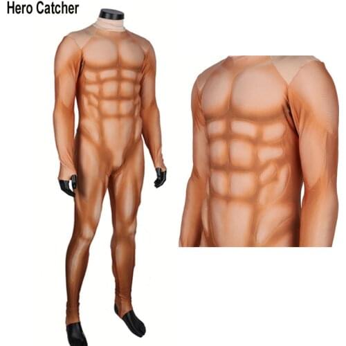 Hero Catcher High Quality Muscle Suit Fullbody Spandex Zentai Suit With Muscle Hero Based Muscle Costume