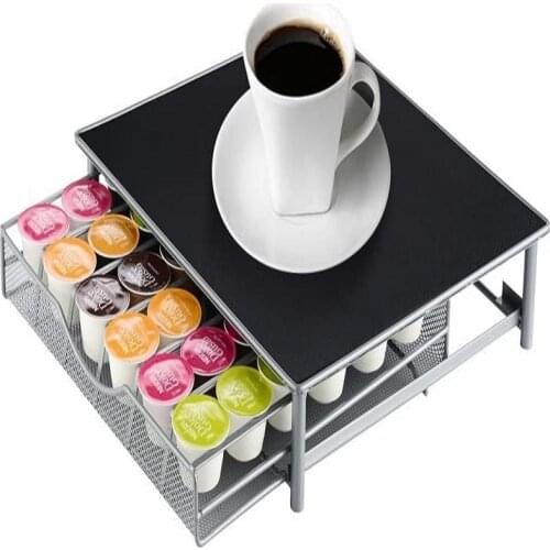 36 Grain Coffee Storage Capsules Box with Sliding Drawer Metal Stand Practical Coffee Drawers Capsule Coffee Kitchen Shelves