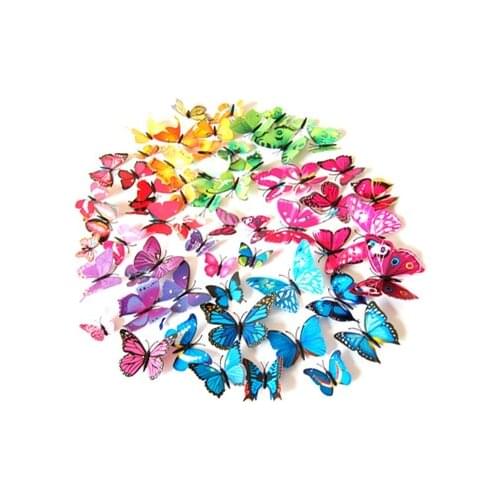 12pcs/Lot 3D Butterfly Wall Stikcer Pin Clip Plastic Butterfly Curtains Refrigerator Sticking Home Party Decoration Supplies
