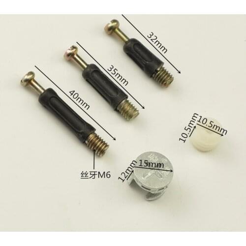 20 Sets Furniture Fastener 3-in-1 Connector M6 Connecting Screw + Locking Nut + Nylon Nut Furniture Cam Lock