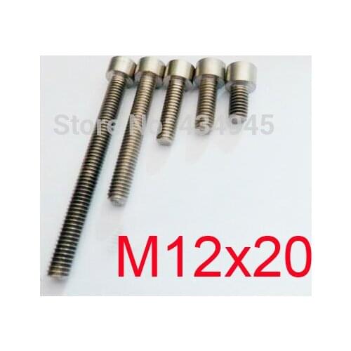 20pcs M12x20 M12 Thread Diameter 20mm Length Hex socket head cap Ti screw Gr2 cup head Titanium bolts