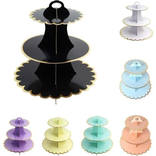 3-Layer Cupcake Stand Round Cardboard Cupcake Holder Foldable Baby Showers Birthday Wedding Party Decor Dessert Table Supplies