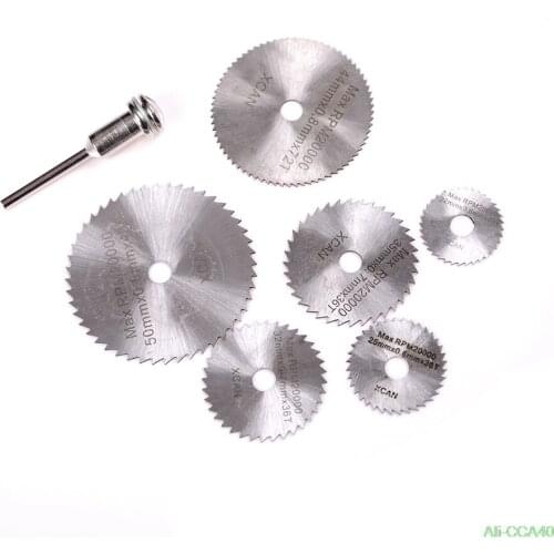 HSS Rotary Tool 22 /25 /32 /35 /44 /50mm Circular Saw Blades Cutting Discs Mandrel for Cut off Tool Parts Wholesale 7PCS