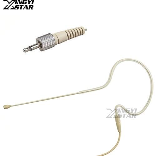 Beige Wired Single Earhook Condenser Headset Microphone 3.5mm Screw Lock Connector Mic For Wireless System Bodypack Transmitter