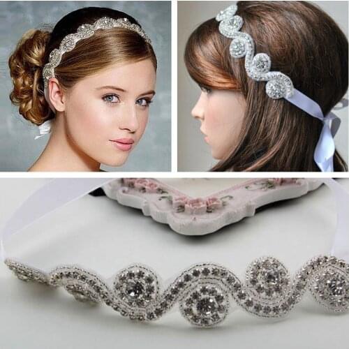 Boutique Women Baby Girls Round Rhinestone Beads Headband Wedding Hair Band Accessory Fashion Kids Headwear Party Decoration