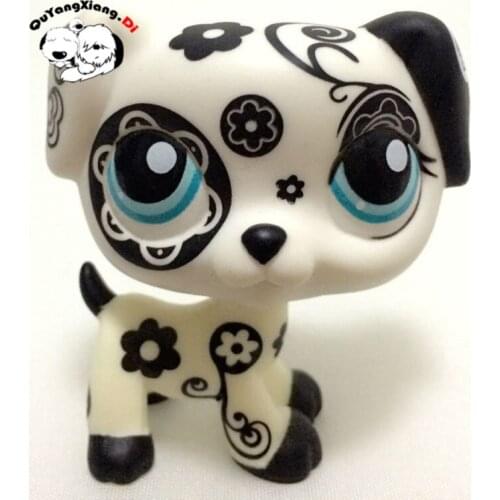 CWG38 Pet Shop Animal Black Flower Spotson Blue Eyes Dog action Figure cute puppy