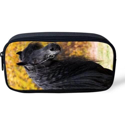 HaoYun Friesian Horse Prints Pencil Bags Pouch for Boy Students Travel Wallet Bag Girl Stationery Storage Protector Pouch Case