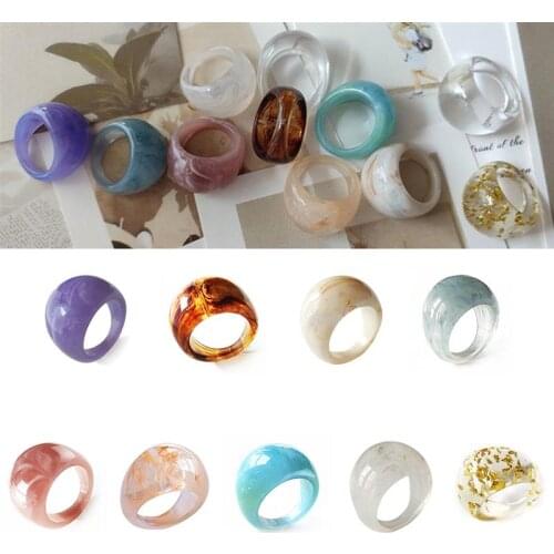 1pc Creative Resin Ring Fashion Vintage Plastic Ring Dyed Decor Acrylic Ring For Woman Girls Jewelry Accessories Party Dress Up