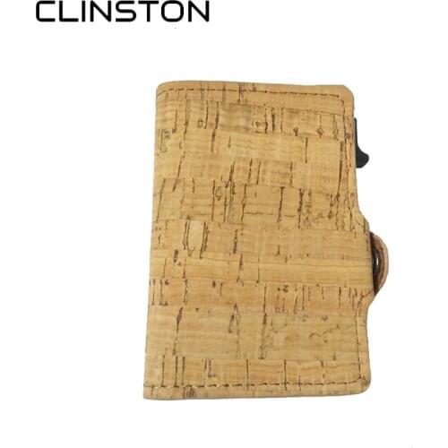 2020 Bohemian Automatic Card Holder Wood Grain Metal Aluminum Card Holder RFID Blocking Cardholder Wallet for Men