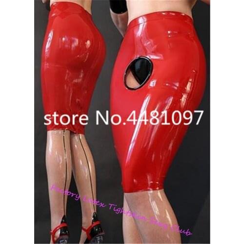 Latex Mini Skirt A-LINE Women Latex Skirt with Crotch Hole Rubber Sexy Sheath Dress zentai suit (no Briefs)