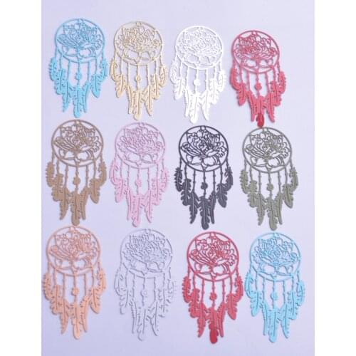 30pcs AB6386 25*48mm Brass Thin Peony Dreamcatcher Charms Dream catcher Tassels Pendant DIY Drop Earring Findings