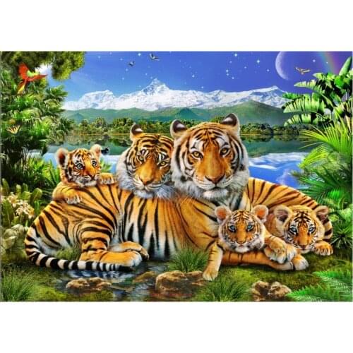 Loving Tigers - Counted Cross Stitch Kits - Handmade Needlework Embroidery 14 ct Aida Cross Stitch Sets