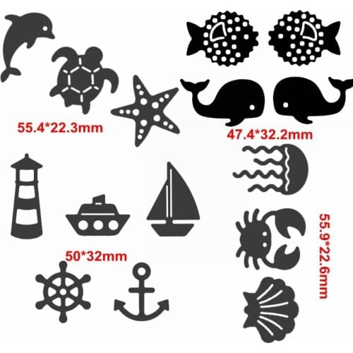Sea Animals&Sail Tools Metal Cutting Dies Sea Animals&Sailing Die Cuts For Card Making DIY Decoration New 2019 Crafts Cards