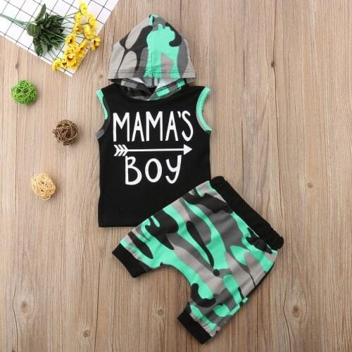 Fashion Lively Boys Clothes Toddler Baby Boys Summer Camouflage Outfits Clothes T-shirt Tops+Pants 2PS Set