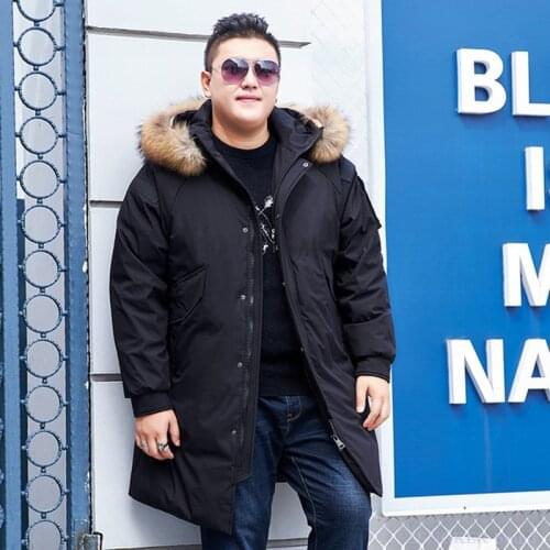 Down jacket mens new medium long large haircollar fat fat man extra large fashionable fat thickened warm coat 170 kg 10x coat