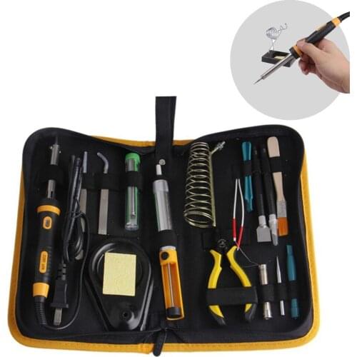 Welding Solder Soldering Iron Tip Set 40W Repair Tool Sets With Iron Stand Solder Desoldering Pump Pliers Graver Tweezers