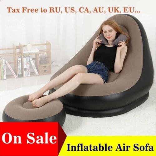 Inflatable Furniture Chair Sofa Lounger with Ottoman Foot Stool Rest Single Couch Beanbag Living Room Outdoor Air Lounge Chairs