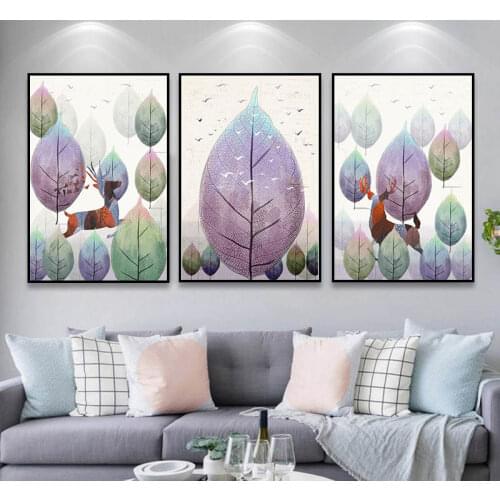 Watercolor Abstract Leaves Canvas Paintings Poster Print Nordic Minimalist Wall Art Pictures for Living Room Bedroom Home Decor