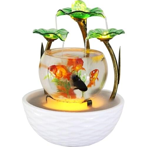 Tabletop Water Feature Green Lotus Rolling Ball Fountain Waterfall Cascade Indoor Decoration Aquarium Humidifier Mist fish tank