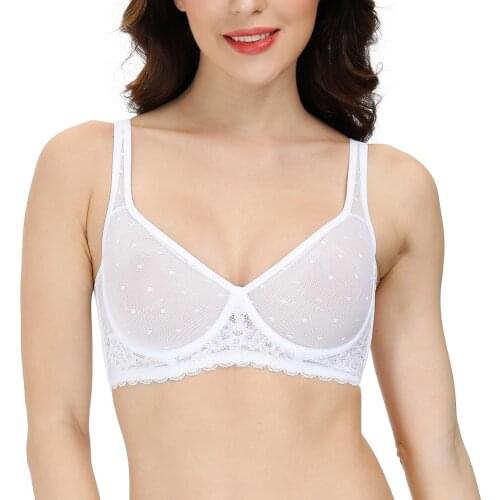 New White Lace Bralette Mesh Thin Bras For Women Sexy See Through Perspective Wire Transparent Hollow Plus Size Dropshipping