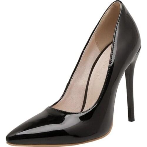 New Womens Spring Summer Patent Leather 11 CM Stiletto High Heel Single Pump Female Pointed Toe Shoes For Show Dating Office