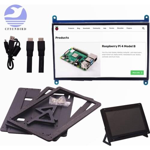 New 7 inch Raspberry Pi 4 Model B 3B Plus LCD Display Touch Screen 1024*600 800*480 HDMI TFT + Holder