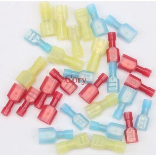 Insulated Crimp Terminal 0.5- 1.5mm2 (A.W.G22-16) 1.5- 2.5mm2 (A.W.G16-14) Male/Female Spade Connector Red/Yellow/Blue