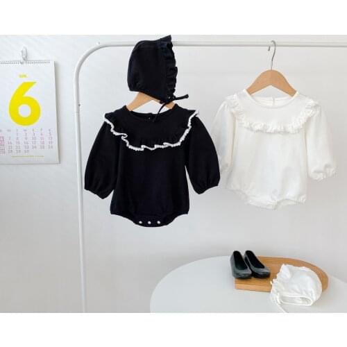 Koodykids Autumn Baby Girls Vintage Floral Bodysuits Toddlers Girls Cotton Rompers Hat Quality Baby Girls Outfits Rompers Spring