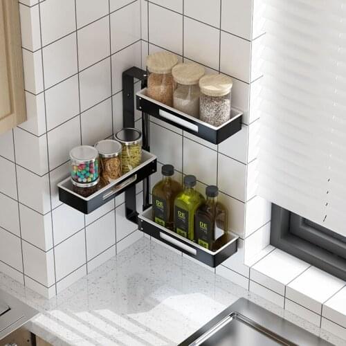 Household Rotating Aluminum Alloy Kitchen Shelf Free Punching, Rotating Multi-layer Bathroom Hanging Space-saving Storage Shelf