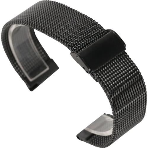 18/20/22mm Mesh Stainless Steel Watch Band Black/Silver/Rose Gold Strap Hook Buckle Men Watches Replacement Bracelet for Huawei