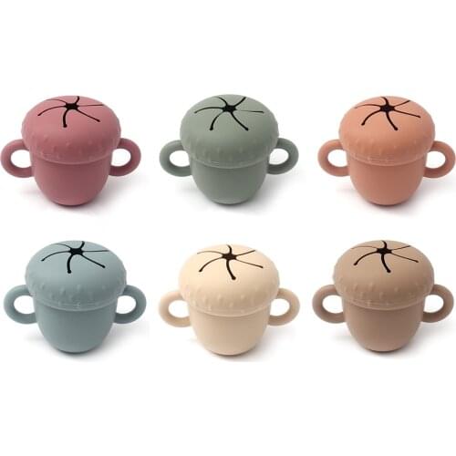 Silicone Snack Cup with lid Baby Feeding Cups Baby Learning Baby Drinkware CatcherToddlers & Kids With Silicone Baby Trainer Cup