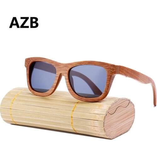 AZB New 2018 100% Handmade Bamboo Wood Sunglasses Women and Men Polarized Sunglasses Gafas DE sol Vintage UV Protection eyewear