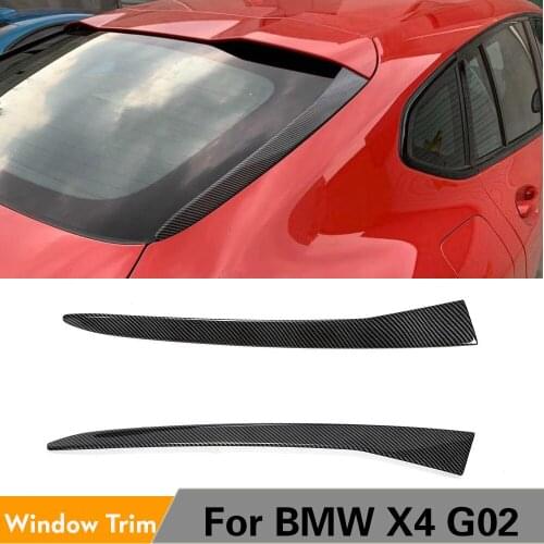 Car Rear Wing Side Spoiler Stickers Trim Cover for BMW X4 G02 2019 2020 Rear Window Side Spoiler Lip Gloss Black / Carbon Look