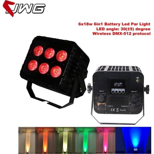 Free Shipping NO WIFI Led Uplight Dj Par Led 6X18W RGBWA+UV Recharging Battery Powered Wireless DMX Floodlight Led Par Light