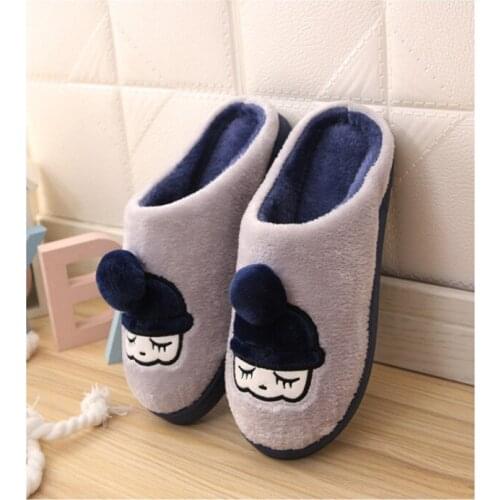 New cotton slippers mens thick bottom winter cute couple indoor warm non-slip half bag with mens cotton shoes