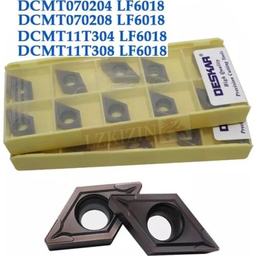 10pcs DCMT070204 DCMT070208 DCMT11T304 DCMT11T308 LF6018 Carbide Insert DESKAR DCMT Blade Lathe Cutter Tool For Stainless steel