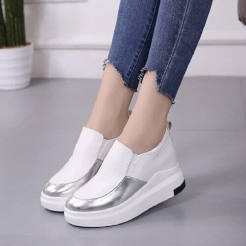 Women Hidden Heel Wedges Shoes Casual Slip on Women Loafers Spring Pu Leather Loafers Female Autumn Shoe Loafer A1-37