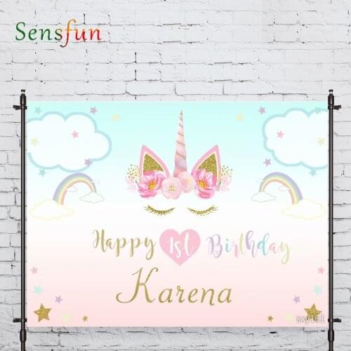 LEVOO Vinyl Photo Backdrop Unicorn Rainbow Cloud Child Golden Photocall Decor Fabric New Shoot Photography Backdrop