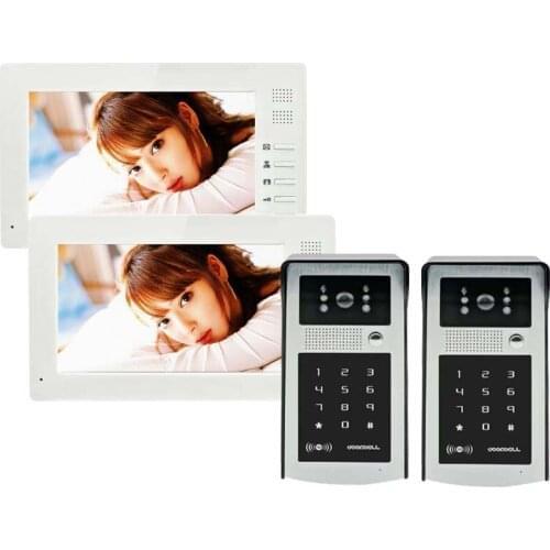 XINSILU Wholesale Wired Touch Key 7" Video Door Phone Intercom System 2 RFID Keypad Code Number Doorbell Camera 2 Monitors