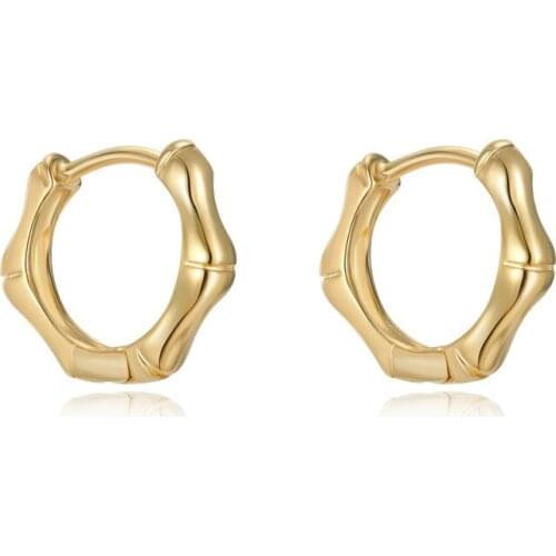 1Pair Matte Gold Metal Color Bamboo Hoop Earrings For Women Simple Elegant Warping Small Round Circle Earrings Jewelry E349