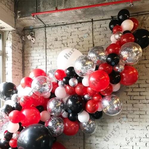 129Pcs Home Decoration Balloon Garland Arch Kit Black Red Silver Confetti Ballon Student Graduation Party Supplies Baby Shower