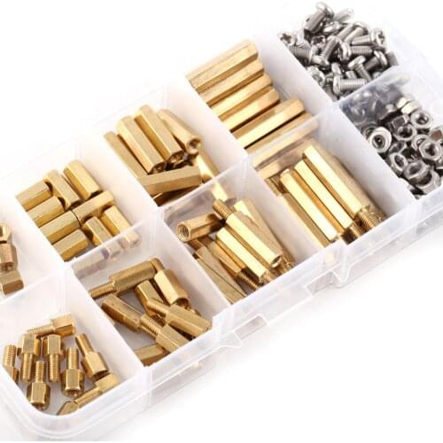 200Pcs M3 Hex Male Female Threaded Brass Standoffs Pan Head Cross Screw Hex Nut PCB Motherboard Standoff Spacer Assortment Kit