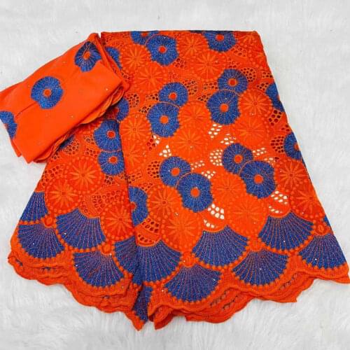 5+2 Yards African Dry Lace Fabric High Quality Multicolor With Hole Cotton Many Stone Swiss Voile Lace In Switzerland For Party