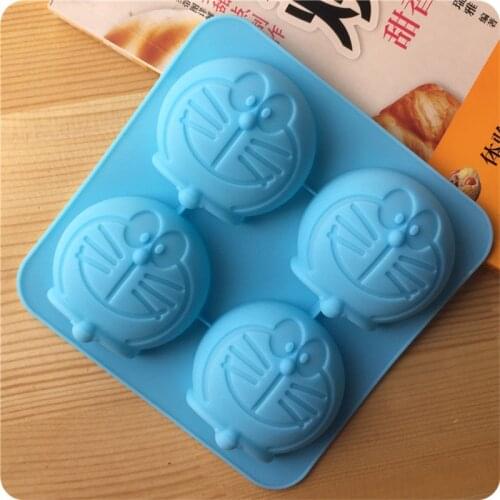 Non-stick 4 even pudding Jelly Cake Mold handmade soap molds Cartoon character silicone cake decorating mold heat resistant