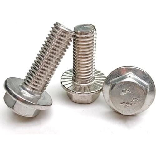 M8 304 stainless steel GB5787 hexagon head bolts, with serrated flange cap screws and hexagon washer head bolts 10pcs