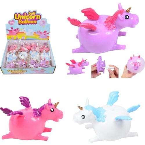 Kid Funnny Blowing Animals Inflate Unicorn Squishy Vent Balls Antistress Hand Balloon Party Sports Games Fidget Toy for Children