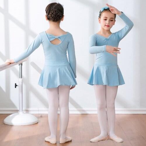 Children Ballet Dress Dancing Costume Practice Skirt Kid Cotton Long-sleeves Dancewear For Girls High Quality Wholesale Clothing