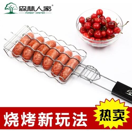 Barbecue tool large coarse barbecue clamp roasting sausage hot dog vegetable clip ourdoor picnic BBQ grill wire meshes