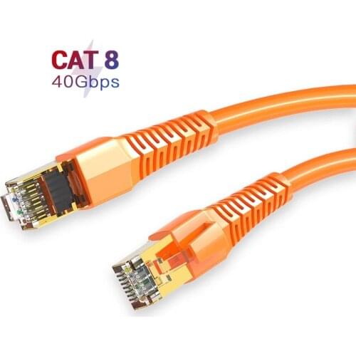 Orange Cat8 Ethernet Cable SSTP Super Speed 40Gbps 2000MHz RJ45 Network Lan Patch Cord for PC Modem Router RJ 45 Ethernet Cable
